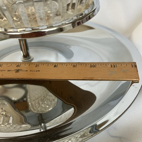 KROMEX MCM Chrome RelishTray With 3 Crystal Bowls On Chrome Lazy Susan - Picture 12 of 16